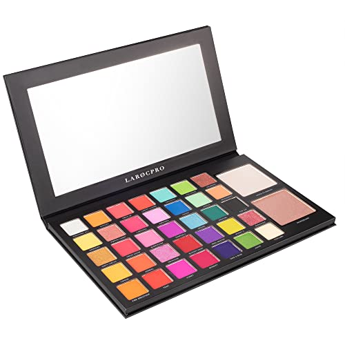 LaRoc Pro Eyeshadow Palette - 37 Glam & Classic Shimmers, Matte Colours and Glitter Shades in Pressed Pigments - Pink to Blue Eyeshadow - Sleek Case & Mirror Makeup Gifts for Women - Image 3
