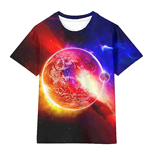 Asylvain Boys Girls Shirts Short Sleeve 3D Print Funny Colorful Tee Shirts for Kids Size 6-16