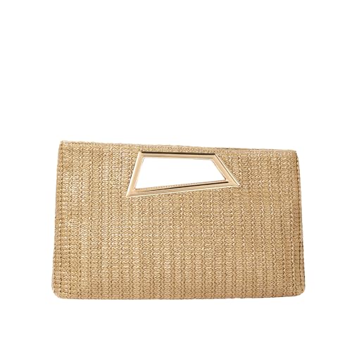 Image of Coucoland Women's PU Leather Clutch Purse with Metallic Geo Top Handle