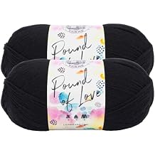 Lion Brand Yarn, Pound of Love Value Yarn for Knitting and Crochet, Black, 2 Pack