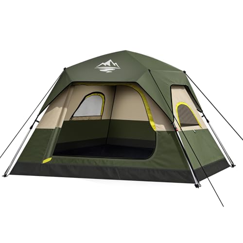 Zelt 2/3/4 Personen Campingzelt Pop Up - 40s Automatik Schnellaufbau 2-4 Mann Zelte Wasserdicht 3500mm & Winddicht, Doppelwand Kuppelzelt mit Regenschutz, Wurfzelt Zelt für Camping, Wandern & Trekking