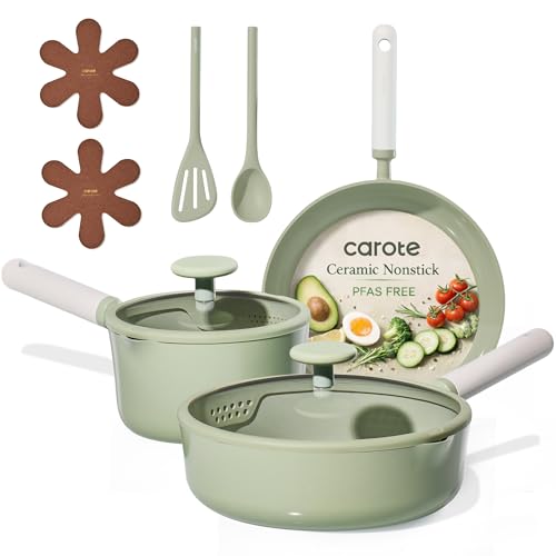 Save 75% on CAROTE Ceramic Nonstick Cookware Set - 9 Pieces
