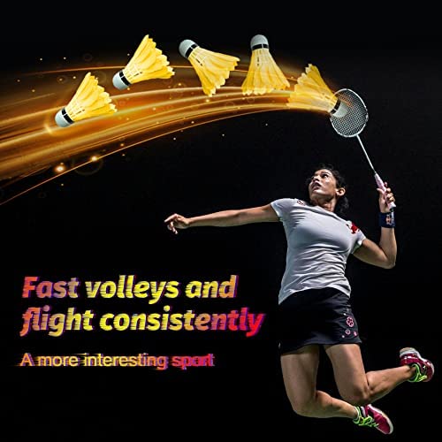 YYZP 6-Pack LED Badminton Shuttlecocks, Badminton Birdies Glow in The Dark Birdie Badminton Set for Outdoor/Indoor Lighting Sport Activities Game