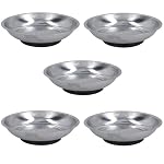 5 Pack Magnetic Parts Tray Dish Storage Holder Circular Round Stainless Steel 6" AT704
