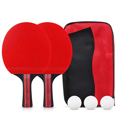 WEIZI Juego de Raquetas de Tenis de Mesa Juego de pádel Profesional de Tenis de Mesa 5 Capas de Placa Base de Madera Pura para Actividades Familiares Escuela y Club Deportivo (2 Bates y 3 Pelotas)
