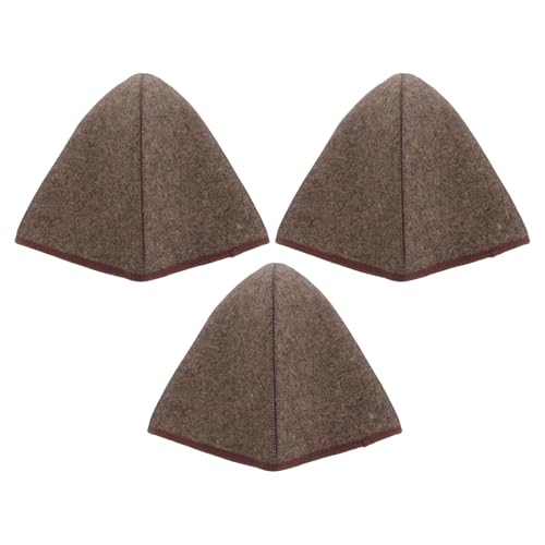 DECOMELODY 3 Gorras de Sauna de Fieltro de Lana Natural Gorro Alto de Lana para Baño de Vapor Protector de Cabello para Sauna Color Marrón Oscuro Adecuado para SPA y Uso Vaporario