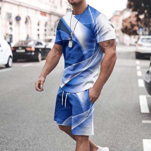 Sport Suit for Men's T-Shirt and Shorts Two-Piece Set Fashion Print Short Sleeve Casual Soft Shirt Short Pants Outfit2