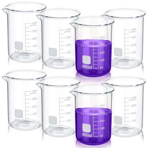 Relaxweex 8 Pcs 400ml Glass Lab Beaker, Borosilicate Low Form Spout