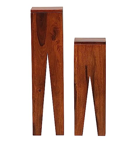 Image of Cosmo Solid Wood END Table for Living Room and Bed Room|Premium Design Side Table for Home |, Solid Sheesham Wood |Set of 2, Brown Ideal for Home Decor