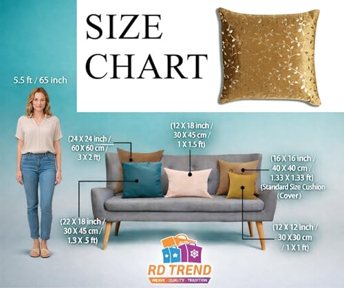 Image of RD TREND Premium Velvet Cushion Covers Set of 2 | Soft Decorative Throw Pillowcases for Sofa, Bed & Living Room | Cushion Cover 18 inch x 18 inch (45x45 cm) Golden Brown
