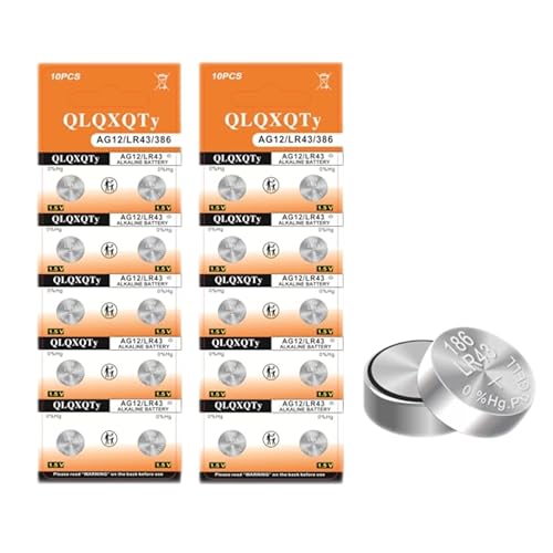 Paquete 20 pilas botón alcalinas AG12 LR43 1.5V