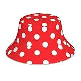 WHJSHOP Sombrero de pescador reflectante de lunares rojos y blancos transpirable para hombres y mujeres, para viajes, camping