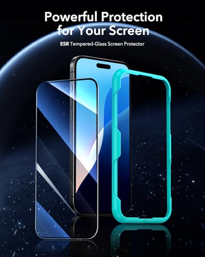 ESR 3 Pack for iPhone 16 Plus/iPhone 15 Plus Screen Protector, Tempered Glass Film with Easy Installation Tool, 9H Hardness, Military-Grade Shatterproof, HD Clear, Scratch Resistant