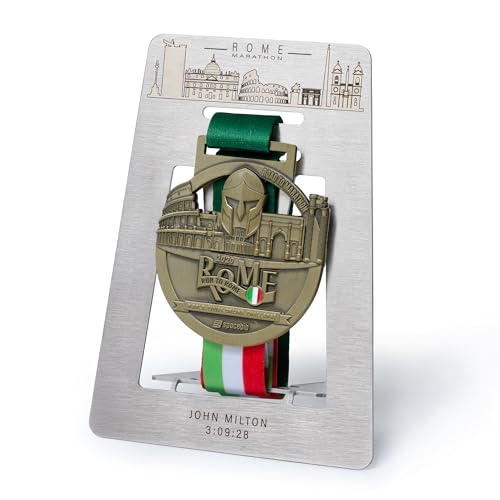 Medallero Maratón Roma personalizado: porta medallas de acero inoxidable para pared