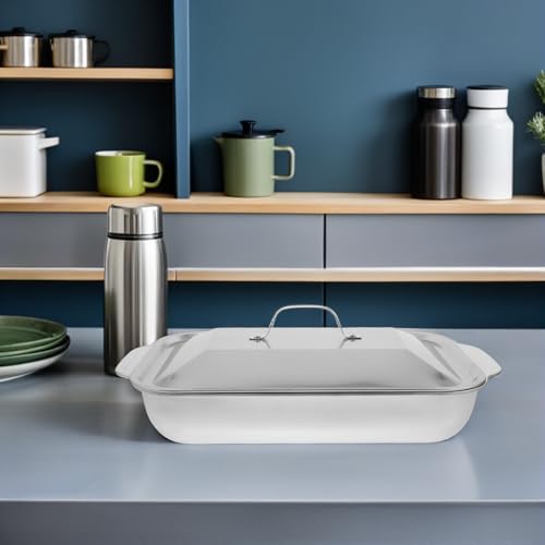 Sartén rectangular de pescado con tapa resistente al óxido para asar 6