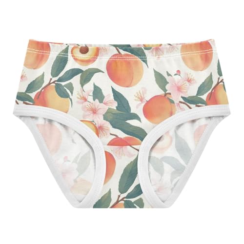 Wusikd Peaches Flowers Girls' Underwear Cotton Green Leaves Girls Briefs Soft Toddler Underwear 2T
