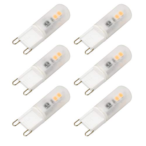 Bonlux 2W G9 LED Capsule Light Bulb Warm White 3000K 18W-20W Halogen G9 Bulbs Equivalent AC 220-240V 360 Degree LED Energy Saving Mini G9 Lamp (6-Pack, Non-dimmable)
