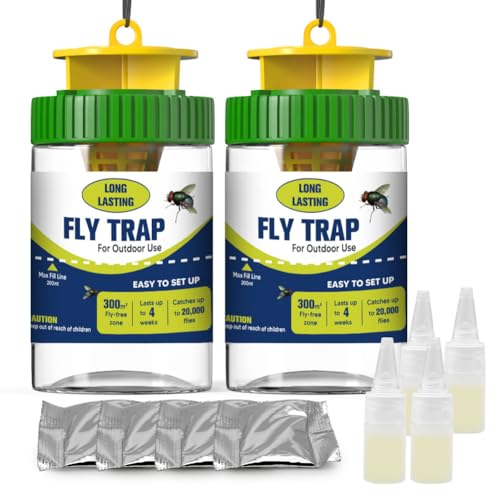 MKLDFK Insetticidi per mosche, Trampa de Mosca, atrapmoscas al Aire Libre, atrae Moscas en Interiores, trampas de Moscas para el hogar Use-2P