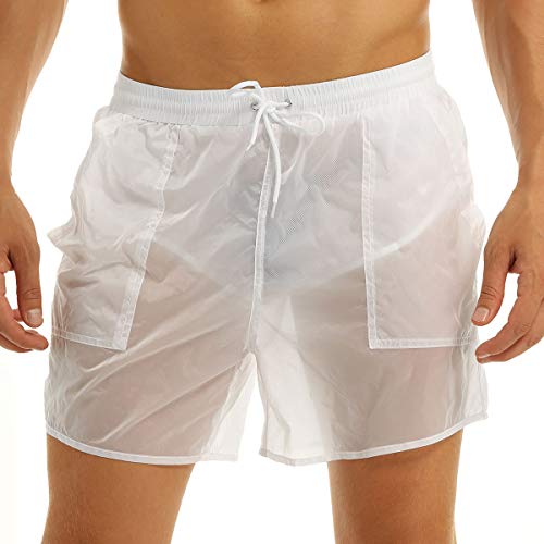 Iefiel Mens Fashion Fashion Beach Pants See-Through Drawstring Quick Dry Beach Shorts Swim Trunks Sport Athletic Shorts White Xl #TOP1