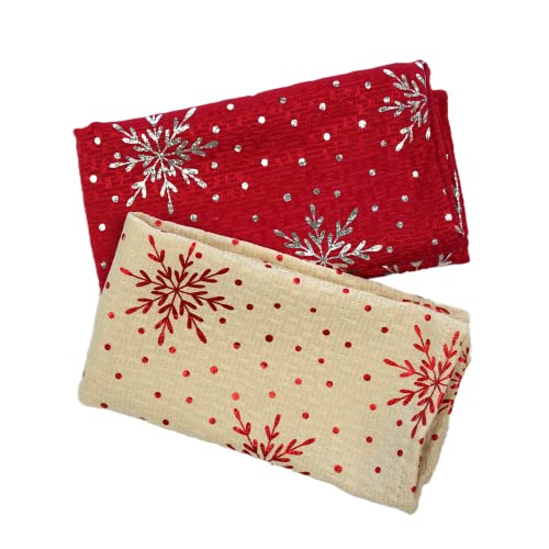 Set de 4 Servilletas de Tela Cuadradas Beige y Rojo miniatura 4