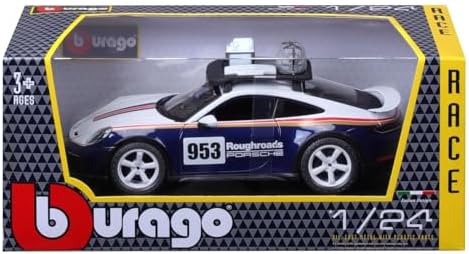Bburago - 1/24 Racing - 2023 Porsche 911 Dakar - New 2024: Metal Racing Vehicle - Interior Details - Opening Doors and Hood - Scale 1/24., B18-28029