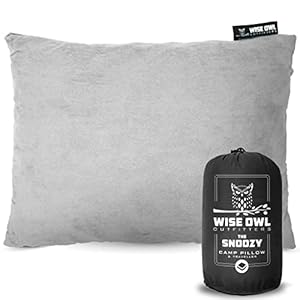 Wise Owl Outfitters Camping Pillow – Camping Essentials and Travel Pillow for Airplanes, Camping, and Travel – Memory Foam Washable Pillow – Small/Medium