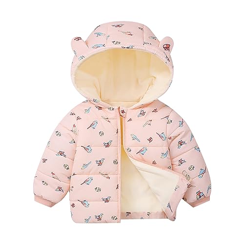 Baby Boys Girls Winter Coat Hooded Puffer Jacket Fleece Lined Bubble Coat Zipper Cute 𝐂artoon Toddler Kid Clothes
