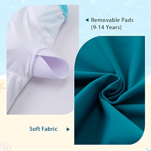 Image of Belovance Girls Swimsuits One Piece Bathing Suit Solid Color Block Tween Swimming Suit Beach Swimwear Quick Dry 5-14 Years
