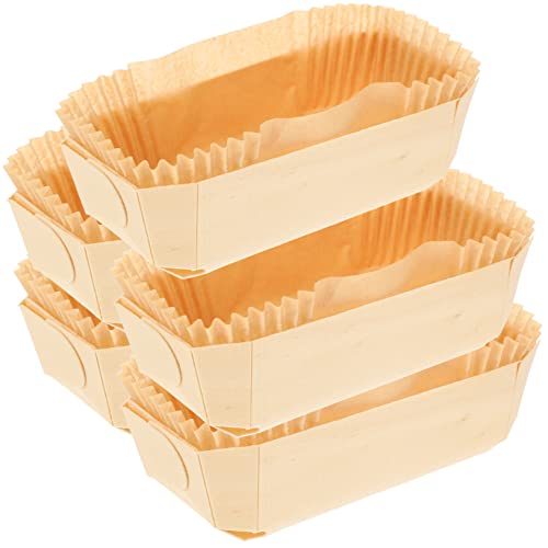 MUCKLILY 5-piece Cake Set Wooden Baking Pan with Paper Liner Heat- Non-stick Even Heat Distribution Easy to Use