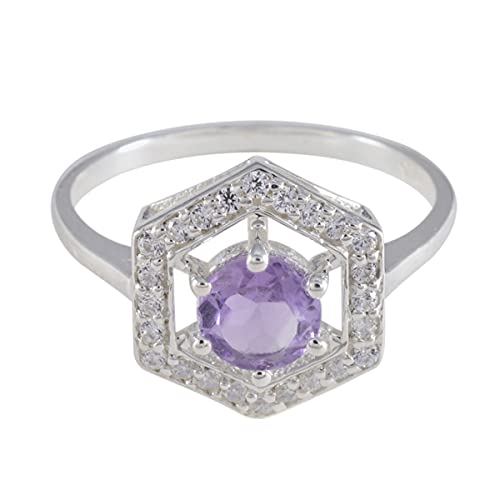 Bague en améthyste véritable et argent 925 de haute joaillerie pour femme