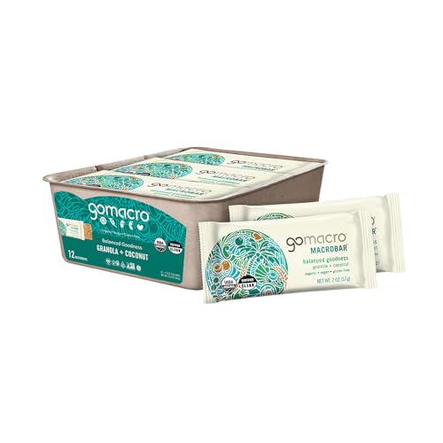Gomacro organic macrobar vegan snack bars - granola + coconut (2.3 oz, 12 count)