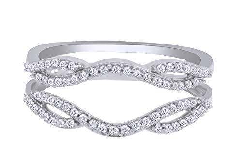 AFFY Sterling Silver Double Infinity Wedding Ring Guard Enhancer with Cubic Zirconia (1/2 Ct) Ring Size - 7