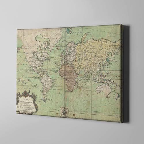 Carte nautique du monde Bellin 1778 toile galerie XL planisphère ancien Geographicus - 2