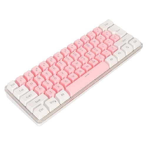 Teclado para Juegos Compacto RGB de 61 Teclas, Técnica Mecánica Imitada para Mecanógrafos, Plug and Play para Uso en el Hogar y la Oficina (Blanco Rosa)