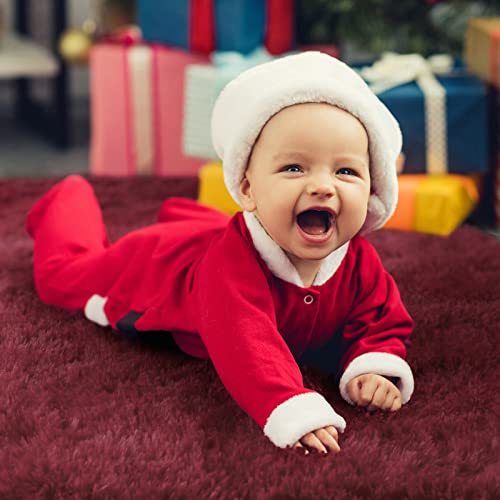 HOMORE Luxury Fluffy Area Rug Modern Shag Rugs for Bedroom Living Room, Super Soft and Comfy Carpet, Cute Carpets for Kids Nursery Girls Home, 6x9 Feet Wine Red