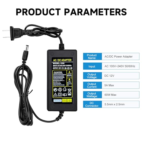 Image of Replacment for Sceptre Monitor Power Cord 12V 5A AC Adapter for Sceptre EC Series 32 inch 30 inch 27 inch 24 inch 22 inch 20 inch 19 inch 15 inch E248W E225W E205W E275W E209W Monitor Power Supply Cord Charger & More 12V 5V 4A 3A 2A