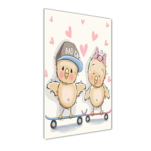 Pépinière poulets de skateboard impression sur verre Tulup - 2