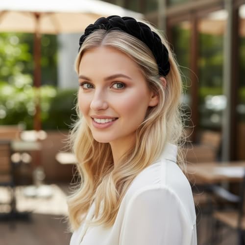 Leonyvie Velvet Braided Headband - Black - Image 5 thumbnail