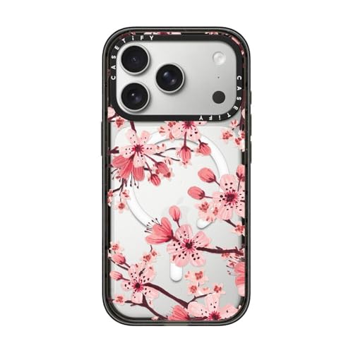 Coque iPhone 17 Pro CASETiFY Impact Magsafe transparente motif fleur aquarelle