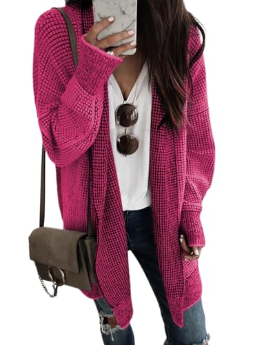 Image of Sidefeel Cardigan Sweaters for Women 2026 Fall Outfits | Soft Cozy Warm Cardigans, Checkered Long Sleeve Open Front, Chunky Knit Oversized Sweater Coats, Casual Office Wear