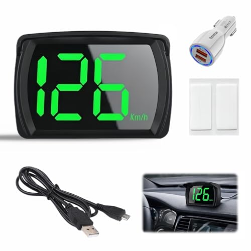 Digital GPS Speedometer HUD with LED Display Large Font MPH Head-Up Display Universal Fit for Cars Trucks Motorcycles Plug & Play USB Connection Accurate Speed Tracking with USB cable + charger