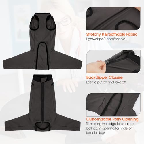 Image of Lelepet Dog Recovery Suit for Rear Legs, Surgery Onesie, Cone Alternative