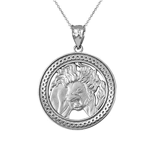 LA BLINGZ Sterling Silver Zodiac Sign Medallion Satin DC Pendant Necklace