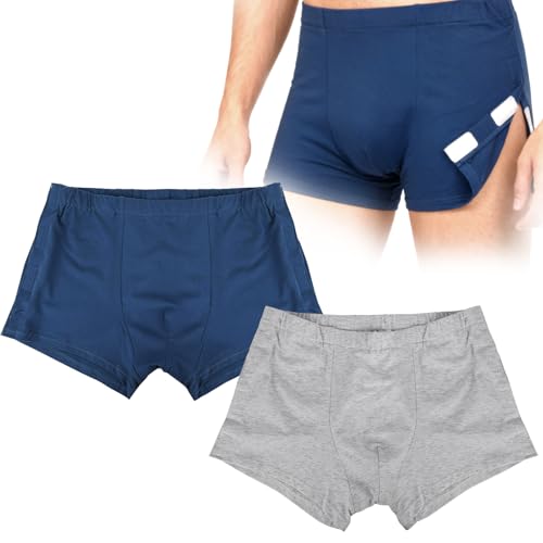 EXCLEN Mens Easy Adaptive Underwear Boxer with Magic Stick Closure, Pack of 2 (M)