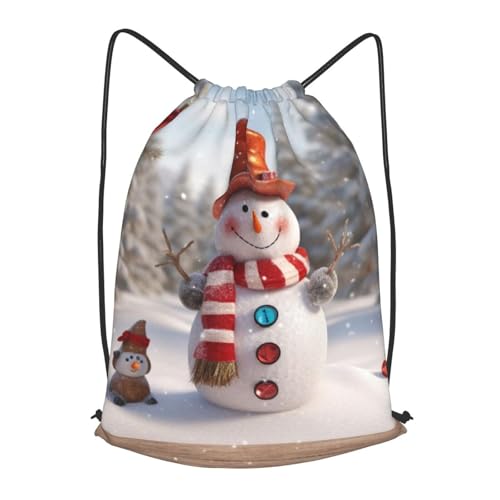 Drawstring Bag for Women Lightweight Sports Gym Bag Christmas Snowman Soccer Backpack for Travel