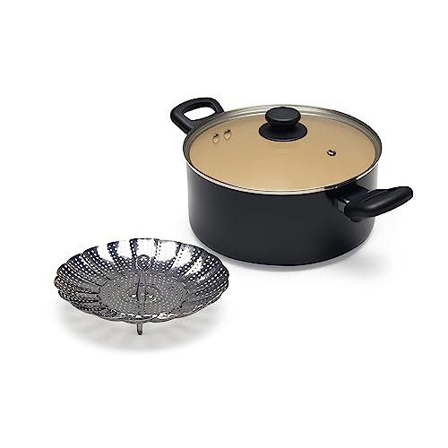 Amazon Basics 11 pièces ustensiles avec casseroles et poêles antiadhésives en céramique, noir et crème – Image 6