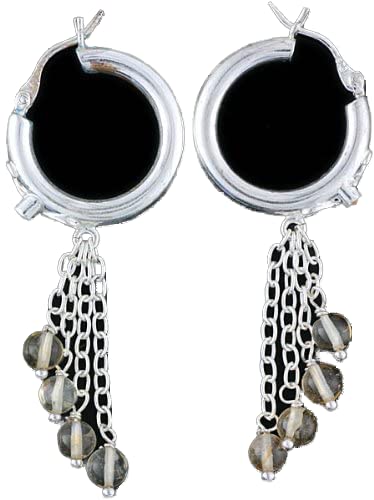 Exotic India Citrine Hoop Earrings - Sterling Silver