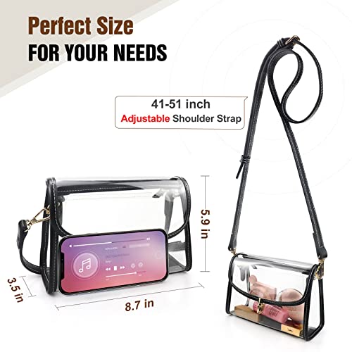 COROMAY Clear Bag Stadium Approved, Crossbody Purse with Adjustable Strap, Leather Bag for Stadium Events2