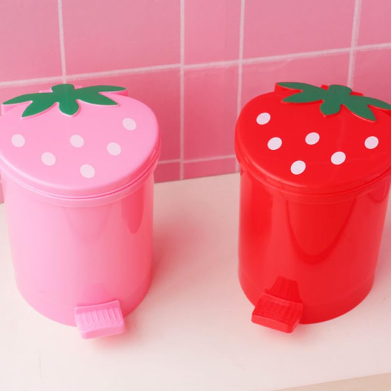 Caneca de basura rectangular de plástico roja para escritorio miniatura 6