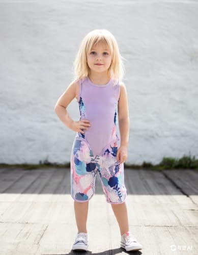 Kid Girl Swimsuit Bikini Set 2PC Bathing Suit for Girls, Tropical Girls' Full Coverage Swimwear Shorts Set(8-9Y) Purple3